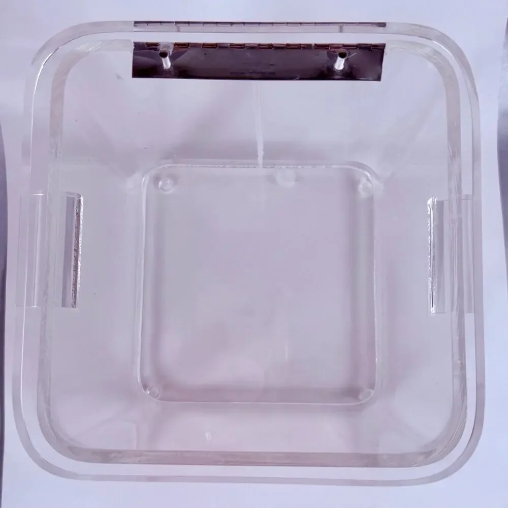 Vintage Wilardy Clear Lucite Ice Bucket Box Hinged Lid MCM Hollywood Regency 10”